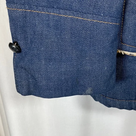 Raritan Sportswear 70s Denim Chore Coat Sherpa (faux shearling) Lining Sz 36 - Picture 4 of 12
